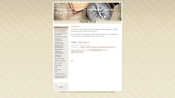 Website Screenshot: Daubal Christian - Transtech - Ihr Experte für Feuerlöscher, Gefahrgut, Erste-Hilfe Koffer - TRANSTECH - Date: 2023-06-26 10:23:36