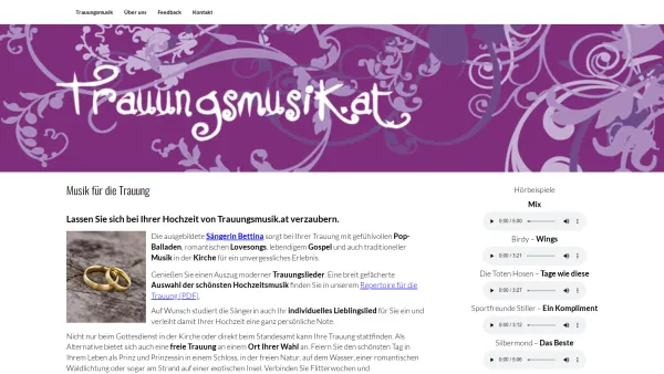 Website Screenshot: Trauungsmusik.at - Musik für Hochzeit Kirche & Feier - Hochzeitsmusik von Trauungsmusik.at - Date: 2023-06-15 16:02:34