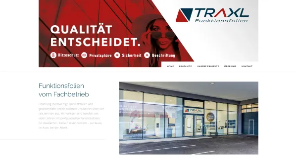 Website Screenshot: Brandschutz Glasbeschichtungen und Verfugungen. Traxl GmbH Oberösterreich/Austria www.traxl.at - Home - TRAXL | Funktionsfolien für Glasflächen - Date: 2023-06-26 10:23:39
