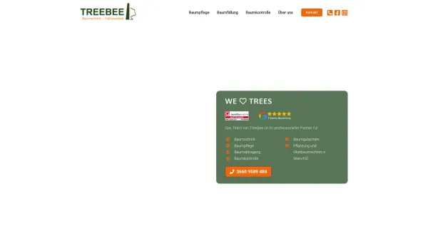 Website Screenshot: TreeBee Baumschnitt, Höhenarbeit und Industrieklettern - Baumschnitt, Baumpflege und Baumfällung - TreeBee - Date: 2023-06-26 10:23:39