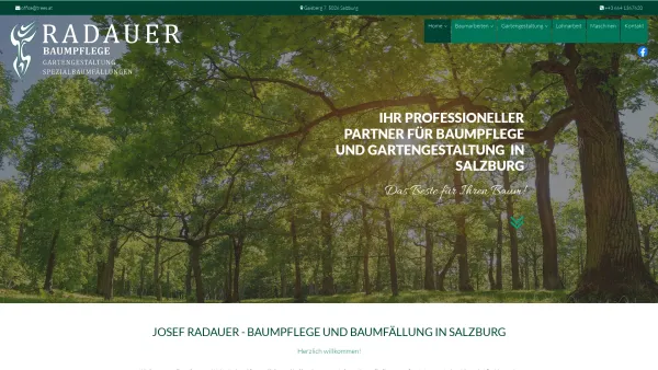 Website Screenshot: GARTENGESTALTUNG BAUMPFLEGE JOSEF RADAUER - Baumpflege | Baumfällung Salzburg - Radauer - Date: 2023-06-26 10:23:39