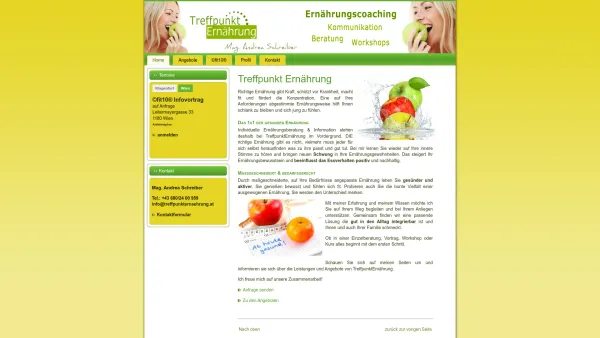 Website Screenshot: TreffpunktErnährung Ernährungsberatung Mag. Andrea Schreiber - TreffpunktErnährung - Date: 2023-06-26 10:23:39