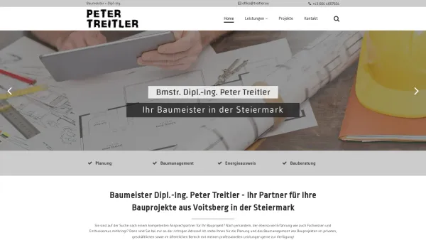 Website Screenshot: Planungsbüro Baumeister Dipl.-Ing. Peter Treitler - Ihr Baumeister in der Steiermark - Bmstr. Dipl.-Ing. Peter Treitler - Date: 2023-06-26 10:23:39