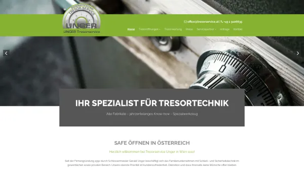 Website Screenshot: Gerald Tresorservice Unger - Safe öffnen in Österreich | SICHERHEITSTECHNIK UNGER - Date: 2023-06-26 10:23:39