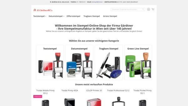 Website Screenshot: R. Gaerdtner Erste Oesterreichische Stempelwarenfabrik - Startseite - Gärdtner & Co. - Date: 2023-06-26 10:23:42