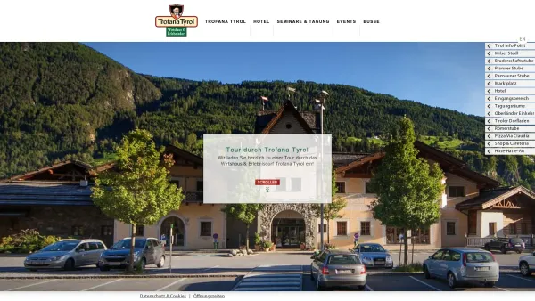 Website Screenshot: Trofana Tyrol Erlebnisdorf Raststätte Mils Imst Landeck Tirol - Autobahnraststätte Trofana Tirol - Date: 2023-06-15 16:02:34