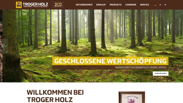 Website Screenshot: Troger Holz Ges. m. b. H. - Troger Holz - solide und schlagkräftig seit 1820 - Date: 2023-06-15 16:02:34
