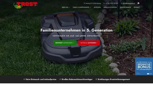 Website Screenshot: Trost Gmbh - Gartengeräte / Forstgeräte und mehr kaufen im Großraum Graz - Date: 2023-06-15 16:02:34
