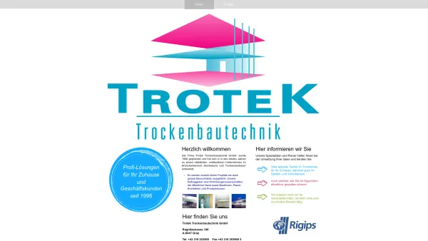 Website Screenshot: Trotek Trockenbautechnik GmbH. - Home - Date: 2023-06-26 10:23:42