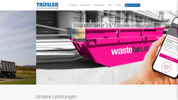 Website Screenshot: Trügler Recycling und Transport GmbH - Ihr Saubermacher in der Region | Trügler - Date: 2023-06-26 10:23:45