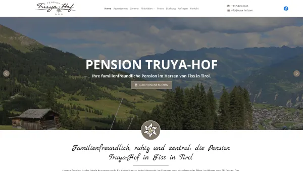 Website Screenshot: Pension Truya-Hof - Ihre Pension Truya-Hof mit Ferienwohnung und Zimmern in Fiss in Tirol - Date: 2023-06-14 10:45:54