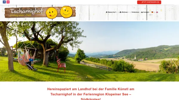 Website Screenshot: Tscharnighof und der Urlaub am Bauernhof kann beginnen - Home - TSCHARNIGHOF - a richtig schön's Platzl - Date: 2023-06-26 10:23:45