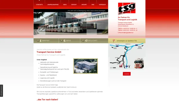 Website Screenshot: TRANSPORT-SERVICE GESELLSCHAFT m.b.H. Co. tsg  . . . internationale Spedition  - Startseite - Date: 2023-06-14 10:45:54
