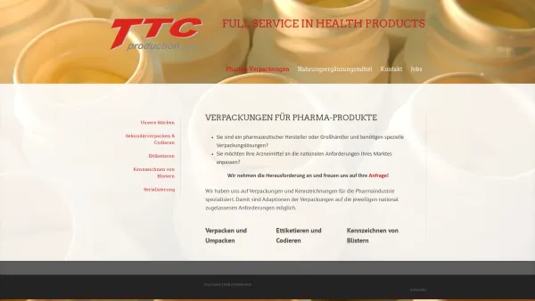Website Screenshot: TTCproduction GmbH - Verpackungen für Pharma-Produkte - TTC production Full Service in Health products - Date: 2023-06-15 16:02:34