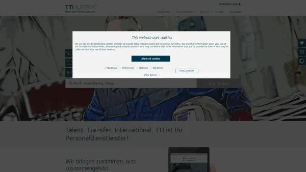 Website Screenshot: TTI Personaldienstleistung GmbH & Co KG - Personalmanagement / Personalberatung | TTI Austria - Date: 2023-06-14 16:40:00
