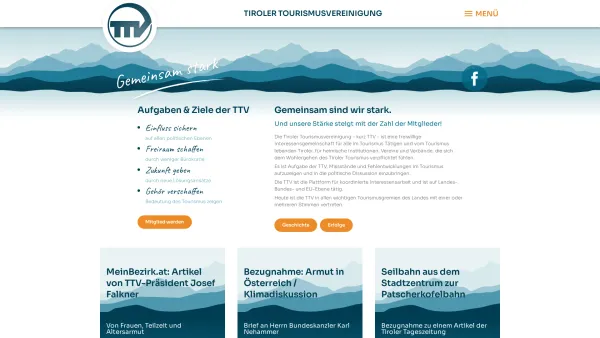 Website Screenshot: Tiroler Tourismus Vereinigung - Aufgaben & Ziele - TTV Tiroler Tourismusvereinigung - Date: 2023-06-26 10:23:45