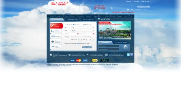 Website Screenshot: TUNISAIR - Billet avion pas cher Tunisie : Billet avion Tunisie, compagnie aerienne Tunisair - Date: 2023-06-26 10:23:48