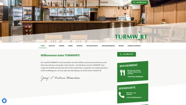 Website Screenshot: Gasthof Turmwirt - Willkommen beim TURMWIRT - Date: 2023-06-26 10:23:48