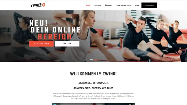 Website Screenshot: TWINS health and fitness club - Twins Fitness Graz – Größter Fitness Club der Steiermark, modernste Fitnessgeräte, 365 Tage im Jahr geöffnet. - Date: 2023-06-15 16:02:34