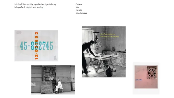 Website Screenshot: Michael Karner - Typografie - Michael Karner # buchgestaltung, typografie, fotografie # digital und analog - Date: 2023-06-26 10:23:48