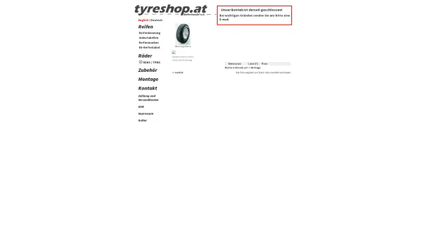 Website Screenshot: tyreshop.at reifenhandel e.u. - tyreshop.at - Markenreifen zu Diskontpreisen - Sommerreifen, Ganzjahresreifen, Winterreifen - Date: 2023-06-26 10:23:48