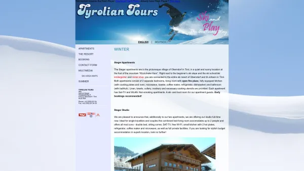 Website Screenshot: TYROLIAN TOURS - Steger Apartments (Tyrolian Tours): Home - Date: 2023-06-14 10:45:54