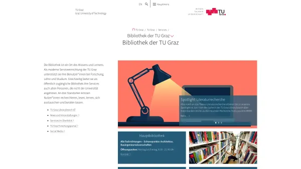 Website Screenshot: Universitätsbibliothek d Technischen Universität TU Bibliothek Technische Universität Graz - Bibliothek der TU Graz - TU Graz - Date: 2023-06-26 10:23:51