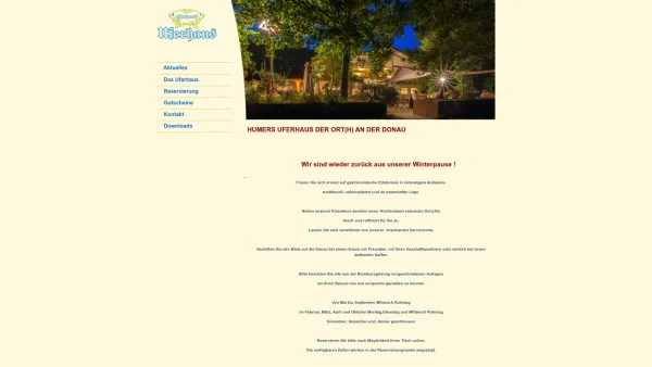 Website Screenshot: Georg Uferhaus Freude und Genuss - HUMERS UFERHAUS DER ORT(H) AN DER DONAU Uferhaus - Date: 2023-06-26 10:23:51