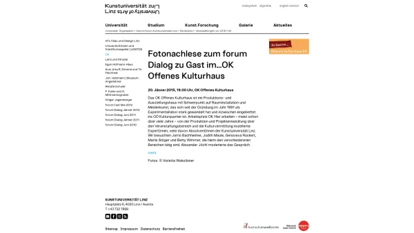 Website Screenshot: Universität für künstlerische und industrielle Gestaltung KunstuniversitÃ¤t Linz Startseite - Kunstuniversität Linz: OK - Date: 2023-06-26 10:23:51