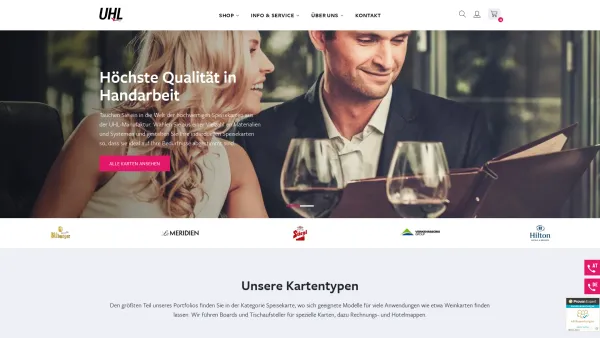Website Screenshot: Harald G. Uhl GmbH - Speise- und Getränkekarten kaufen für Gastro & Hotel - Uhl Menu - Date: 2023-06-26 10:23:51