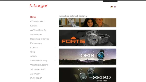 Website Screenshot: h.burger - Harald Burger - Home - Uhren Schmuck Design - Waltraud Burger - Date: 2023-06-15 16:02:34