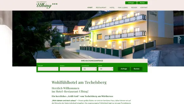 Website Screenshot: Gasthof Restaurant Ulbing - Wohlfühlhotel am Techelsberg - Hotel Restaurant Ulbing - DE - Date: 2023-06-26 10:23:51