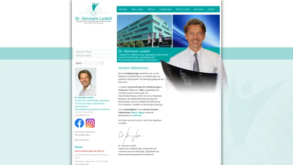 Website Screenshot: Dr. Hermann Leidolf - Dr. Leidolf - Facharzt für Unfallchirurgie in Tirol und Wien - Date: 2023-06-26 10:23:54