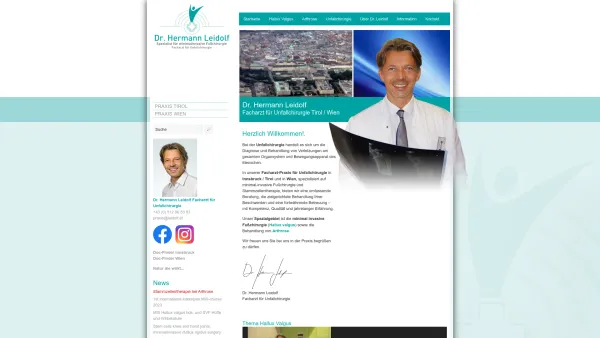 Website Screenshot: Leidolf Hermann TELEKOM AUSTRIA Lix BusinessWeb - Dr. Leidolf - Facharzt für Unfallchirurgie in Tirol und Wien - Date: 2023-06-15 16:02:34