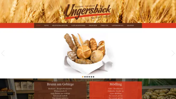 Website Screenshot: A G Ungersbäck Konditorei Brötchenservice Energetix Magnetschmuck - Start - Konditorei-Cafe-Bäckerei und Krapfenbackstube Ungersbäck - Date: 2023-06-26 10:23:54