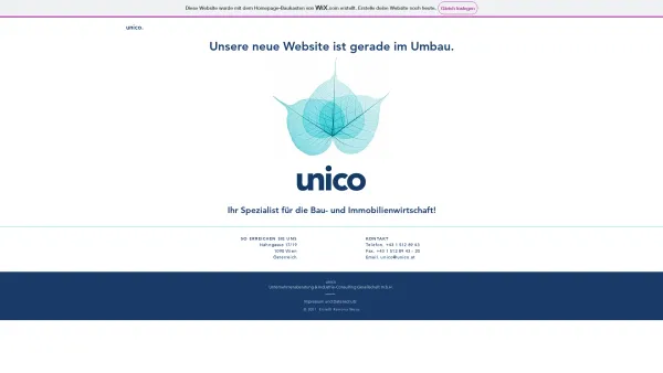 Website Screenshot: Unico Unternehmensberatung und Consulting für Bau und Immobilien - HOME | Unico - Date: 2023-06-26 10:23:54