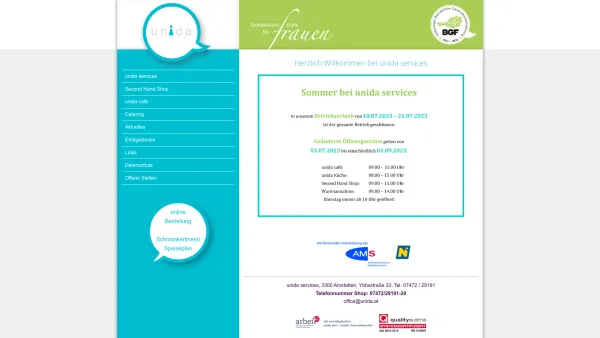 Website Screenshot: unida gemeinsam für Frauen - Unida - Services - Date: 2023-06-26 10:23:54