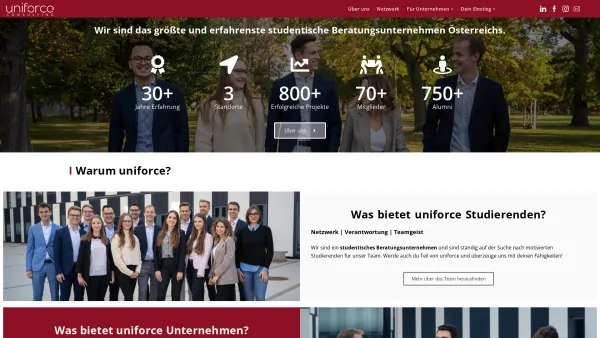 Website Screenshot: uniforce.at Das Unternehmen - uniforce consulting | Studierende beraten Ihr Unternehmen - Date: 2023-06-14 10:45:57