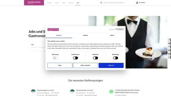 Website Screenshot: Unijobs Wien - Jobs für Gastronomie und Hotellerie | Gastro.News Jobbörse - Date: 2023-06-26 10:23:54