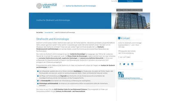 Website Screenshot: Universität Wien Institut für Strafrecht und
Kriminologie - Institut für Strafrecht und Kriminologie - Date: 2023-06-15 16:02:34