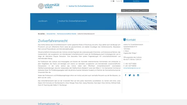 Website Screenshot: Institut für Zivilverfahrensrecht - Institut für Zivilverfahrensrecht - Date: 2023-06-26 10:23:57