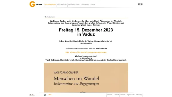Website Screenshot: Gruber Kommunikationsberatung Mag Wolfgang unternehmenskultur.at - Wolfgang Gruber - Unternehmenskultur: Buchpräsentation - Date: 2023-06-26 10:23:57