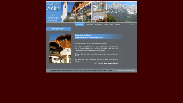 Website Screenshot: Josef Schmiede Metallbau Unterrainer Ferienwohnung Ellmau Tirol - Apartments Anita Ellmau, Alte Dorfschmiede Unterrainer, Ellmau, Tirol, Österreich - Date: 2023-06-26 10:23:57