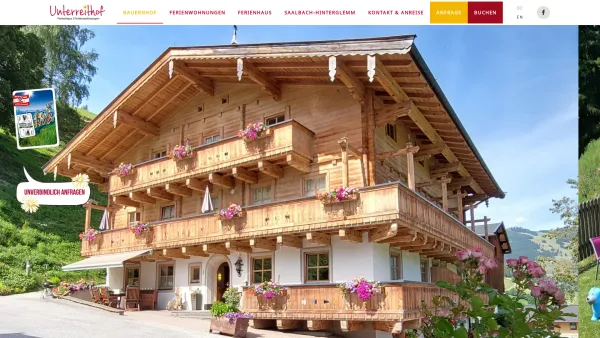 Website Screenshot: Unterreithof Urlaub und Entspannung am Bauernhof - Ferienbauernhof Unterreithof in Saalbach im Salzburger Pinzgau - Date: 2023-06-14 10:45:57