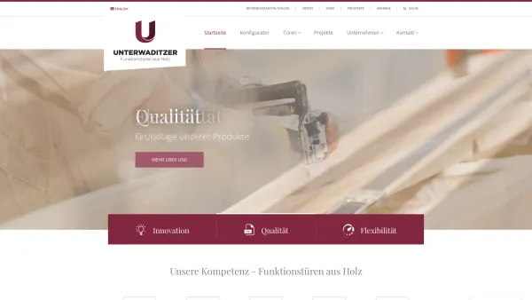 Website Screenshot: Tischlerei Unterwaditzer GmbH - Unterwaditzer – Unterwaditzer, Funktionstüren aus Holz,Tischlerei Berg im Drautal - Date: 2023-06-26 10:23:57