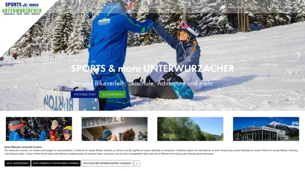 Website Screenshot: Sports & more Unterwurzacher GmbH. - Sports & More Unterwurzacher GmbH - Königsleiten – Zillertal Arena - Date: 2023-06-26 10:23:57
