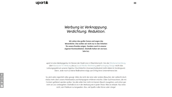 Website Screenshot: upart Werbung & Kommunikation GmbH - Werbeagentur Linz: Webdesign- & Kommunikationsagentur - upart Werbeagentur - Date: 2023-06-14 10:45:57