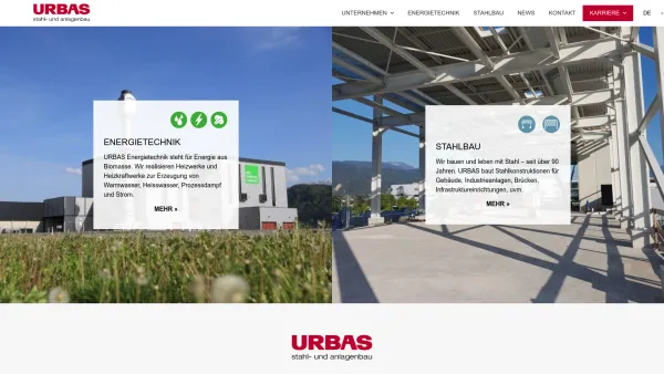 Website Screenshot: URBAS Maschinenfabrik GmbH - Homepage - URBAS Energietechnik und Stahlbau - Date: 2023-06-26 10:23:59