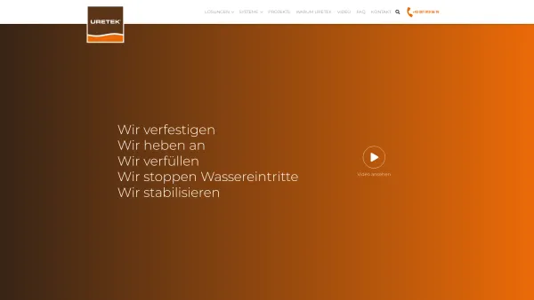 Website Screenshot: Uretek Injektionstechnik GmbH Baugrundkonsolidierung mit expandierendem Kunstharz - Fundamentstabilisierung und Baugrundverstärkung | URETEK Österreich - Date: 2023-06-26 10:23:59