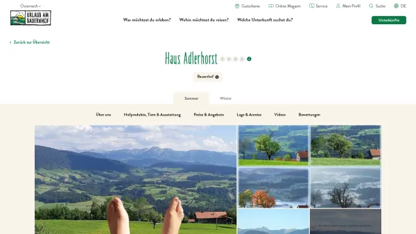 Website Screenshot: Haus Adlerhorst Baldauf Monika u. Egon Sulzberg Bauernhof - Haus Adlerhorst, Sulzberg im Bregenzerwald | Urlaub am Bauernhof - Date: 2023-06-14 10:45:57